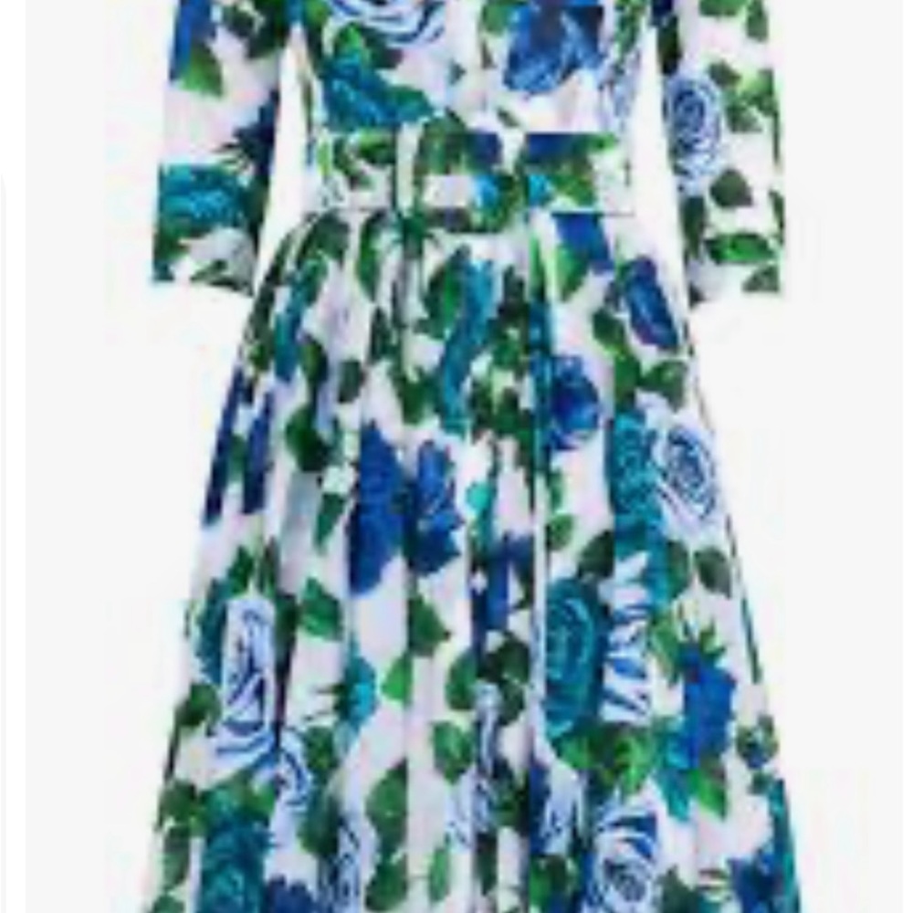 Samantha Sung Floral Print Aster Midi Length Dress Size 8 *read description*